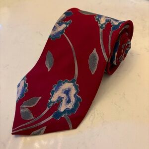 Je Suis Men’s Tie, Multicolored Red Floral Design 56” X 4” Hand Made Attractive